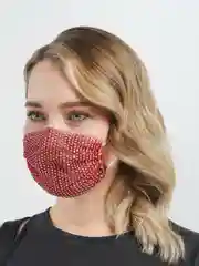 Красный многоразовая маска для лица со стразами