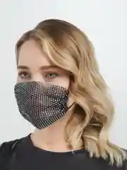 Черный многоразовая маска для лица со стразами