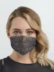 Черный многоразовая маска для лица со стразами