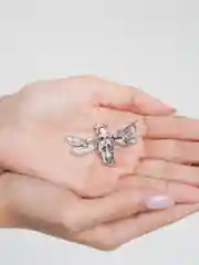 Серебряный брошь женская - Стрекоза бронза/серебро