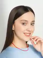 Алый чокер-цепочка на шею из бисера с удлинителем
