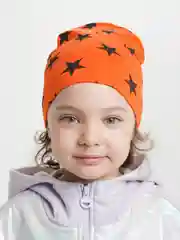 Оранжевый детская двухслойная шапочка 1-5 лет для девочек хлопок