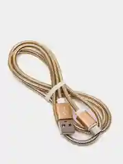 Золотой кабель зарядный USB, в металлической оплётке, iPhone, Android, Type-C Micro, 1 м провод