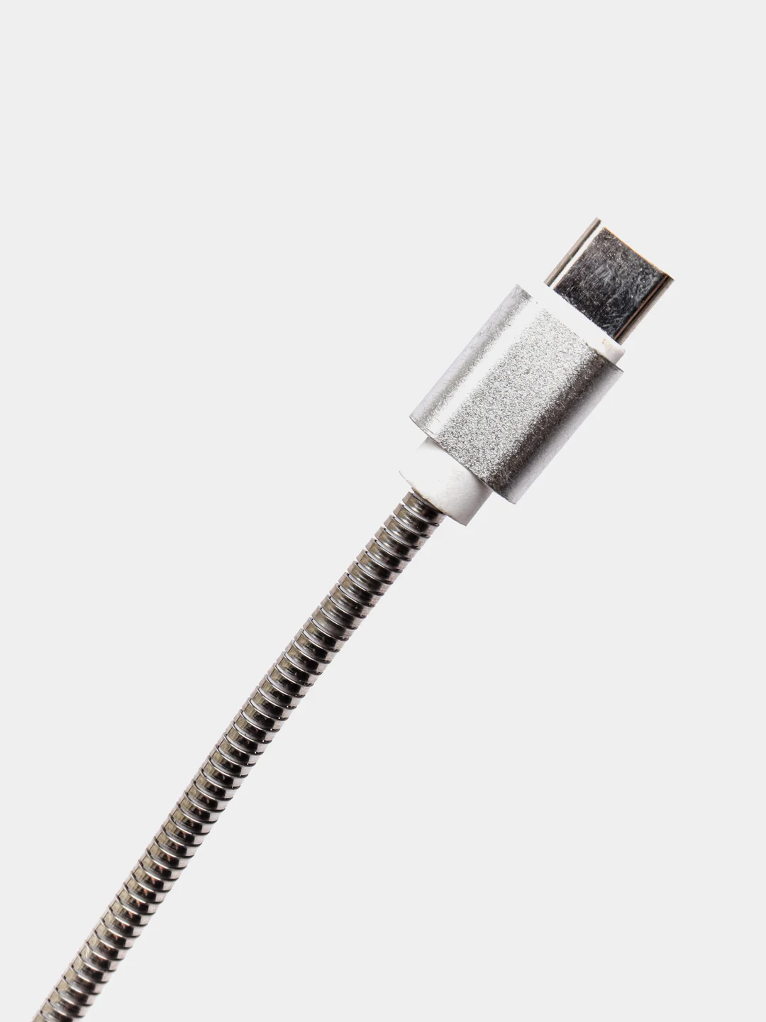 Серебряный кабель зарядный USB, в металлической оплётке, iPhone, Android, Type-C Micro, 1 м провод