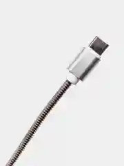 Серебряный кабель зарядный USB, в металлической оплётке, iPhone, Android, Type-C Micro, 1 м провод