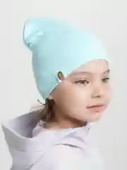 Бирюзовый детская двухслойная шапочка 1-5 лет для девочек хлопок