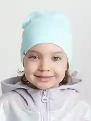 Бирюзовый детская двухслойная шапочка 1-5 лет для девочек хлопок