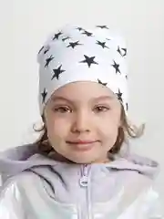 Кремовый детская двухслойная шапочка 1-5 лет для девочек хлопок