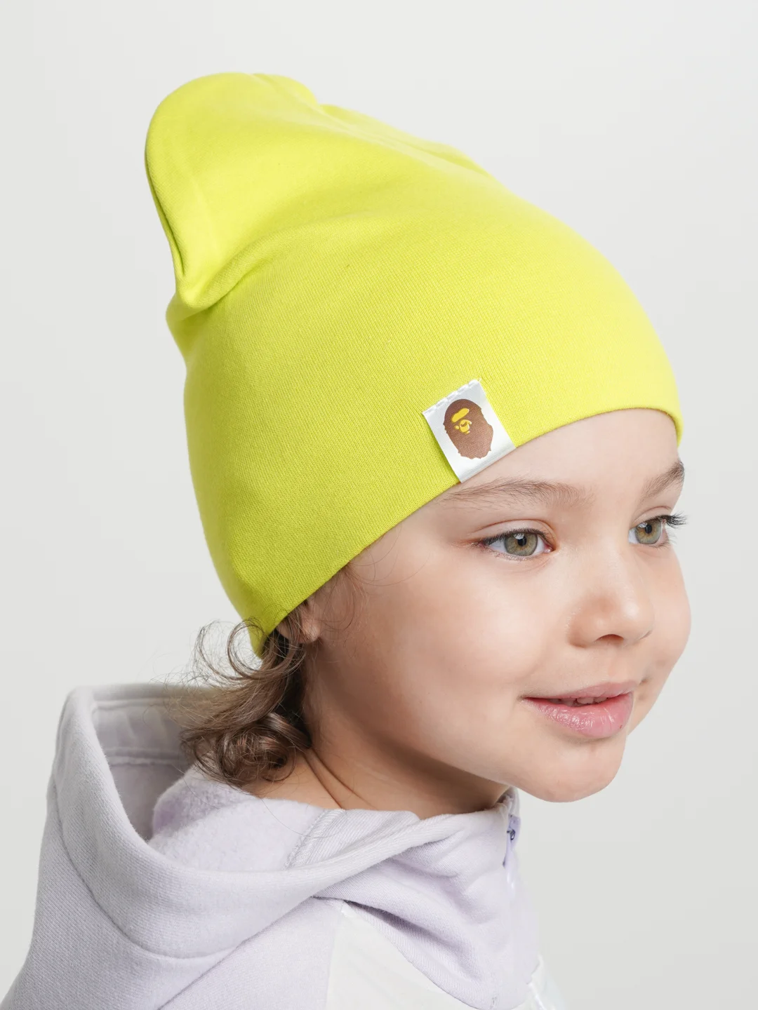 Лайм детская двухслойная шапочка 1-5 лет для девочек хлопок