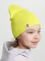 Лайм детская двухслойная шапочка 1-5 лет для девочек хлопок