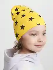 Желтый детская двухслойная шапочка 1-5 лет для девочек хлопок