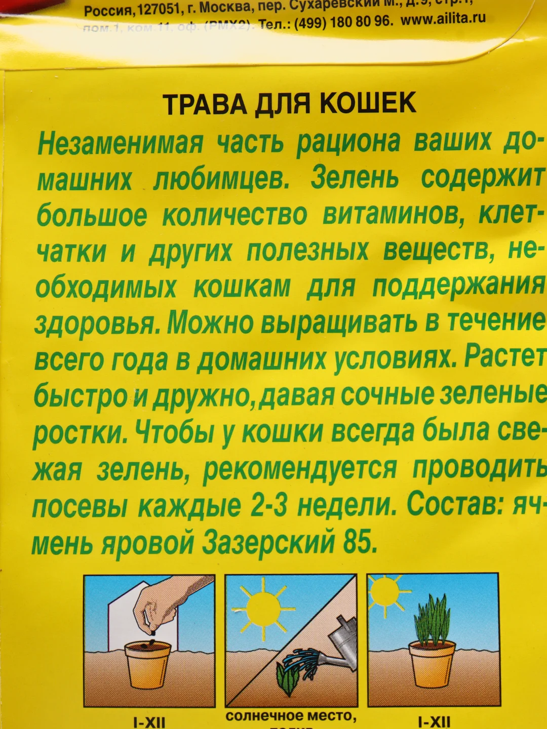 Трава для кошек 20 грамм (семена)
