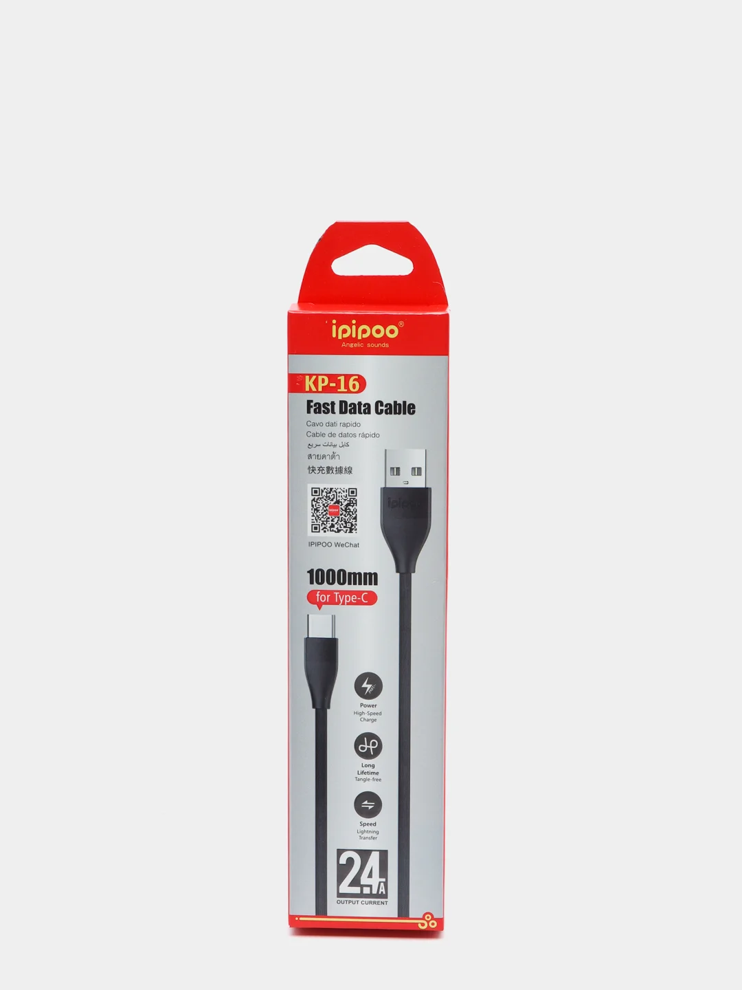 Черный кабель зарядный Ipipoo, Micro-USB, Type-C, Lightning, для Android и Apple iPhone