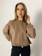 Светло-коричневый свитшот укороченный