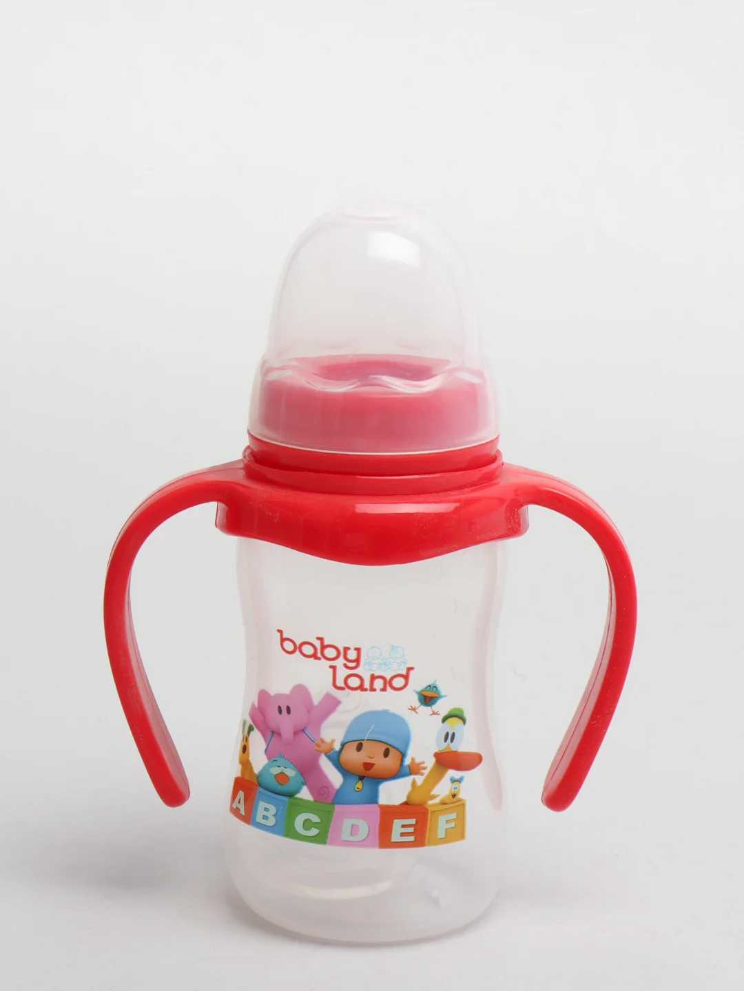 Красный бутылочка Baby Land 150 мл с ручками, силиконовой классической соской Air System