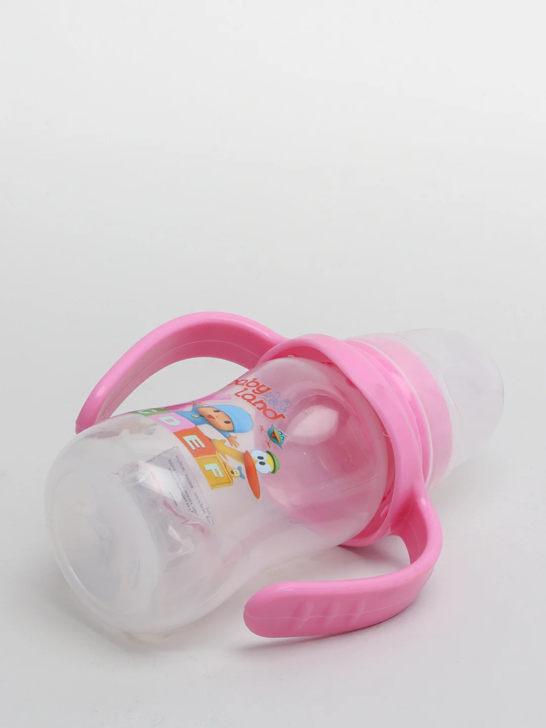 Розовый бутылочка Baby Land 150 мл с ручками, силиконовой классической соской Air System