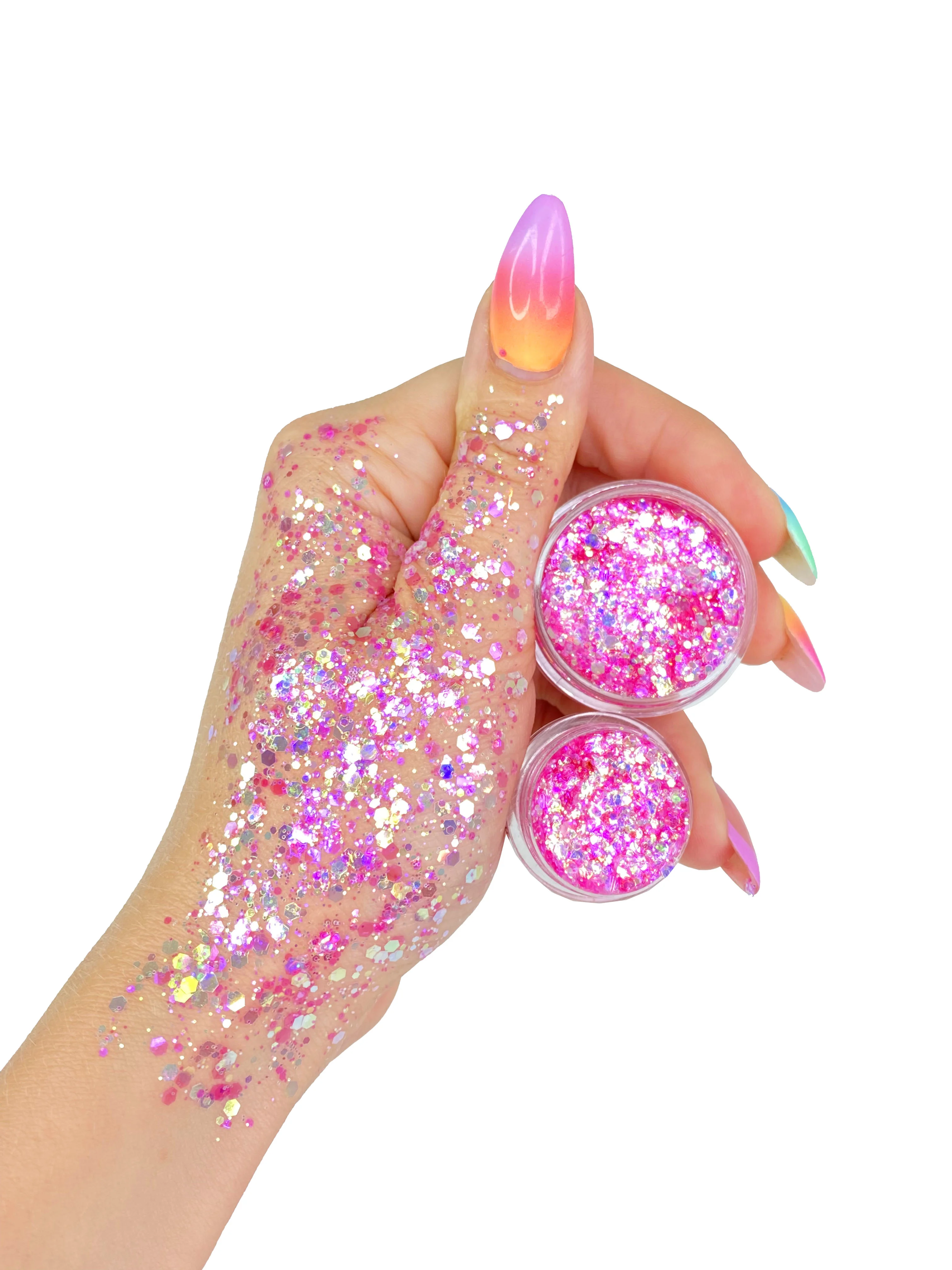 Queridos Glitters. Глиттергель. Блёстки для лица и тела. Цвет "Барби" 3 мл