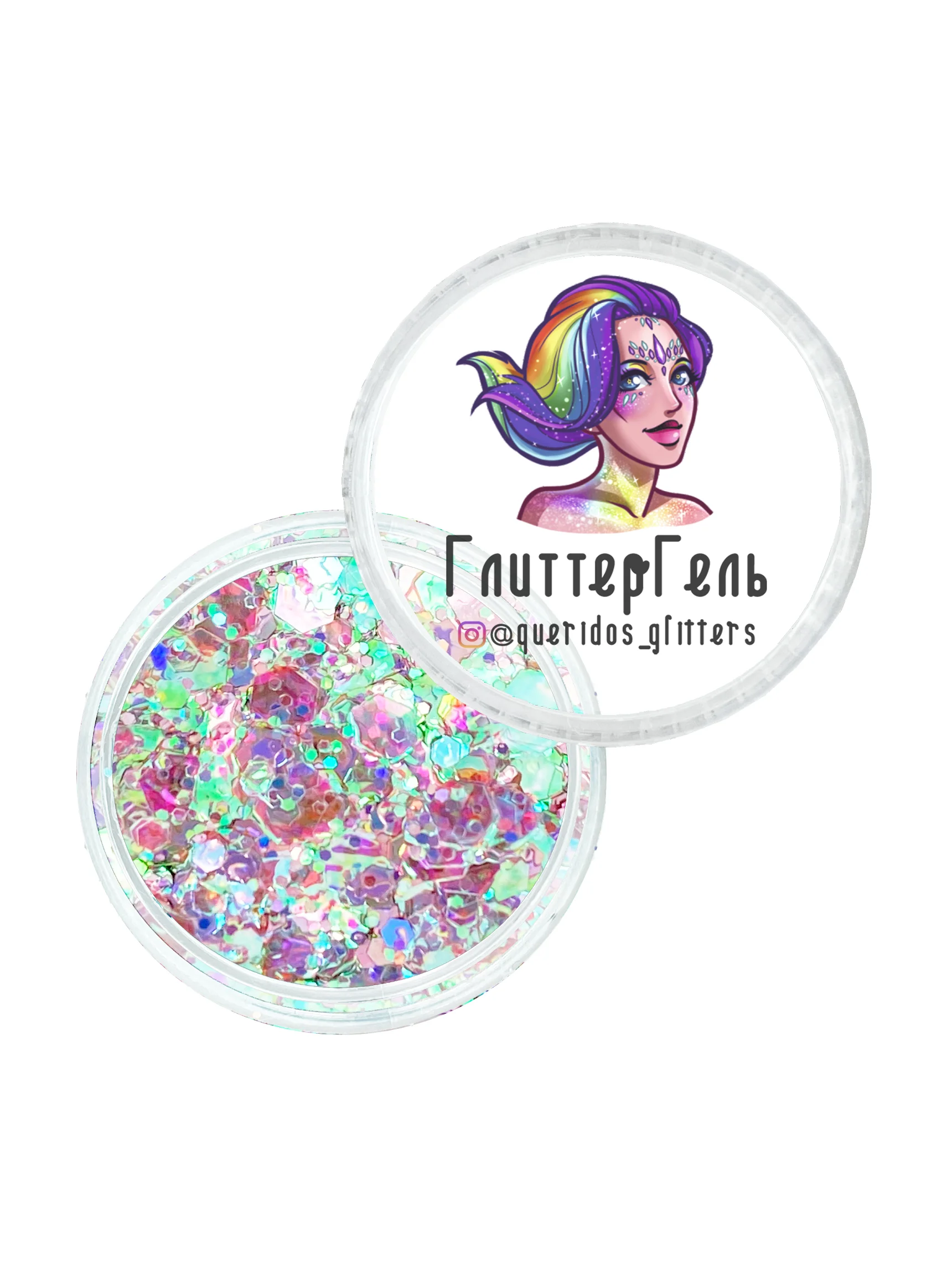 Queridos Glitters. Глиттергель. Блёстки для лица и тела. Цвет "Дуриан" 3 мл