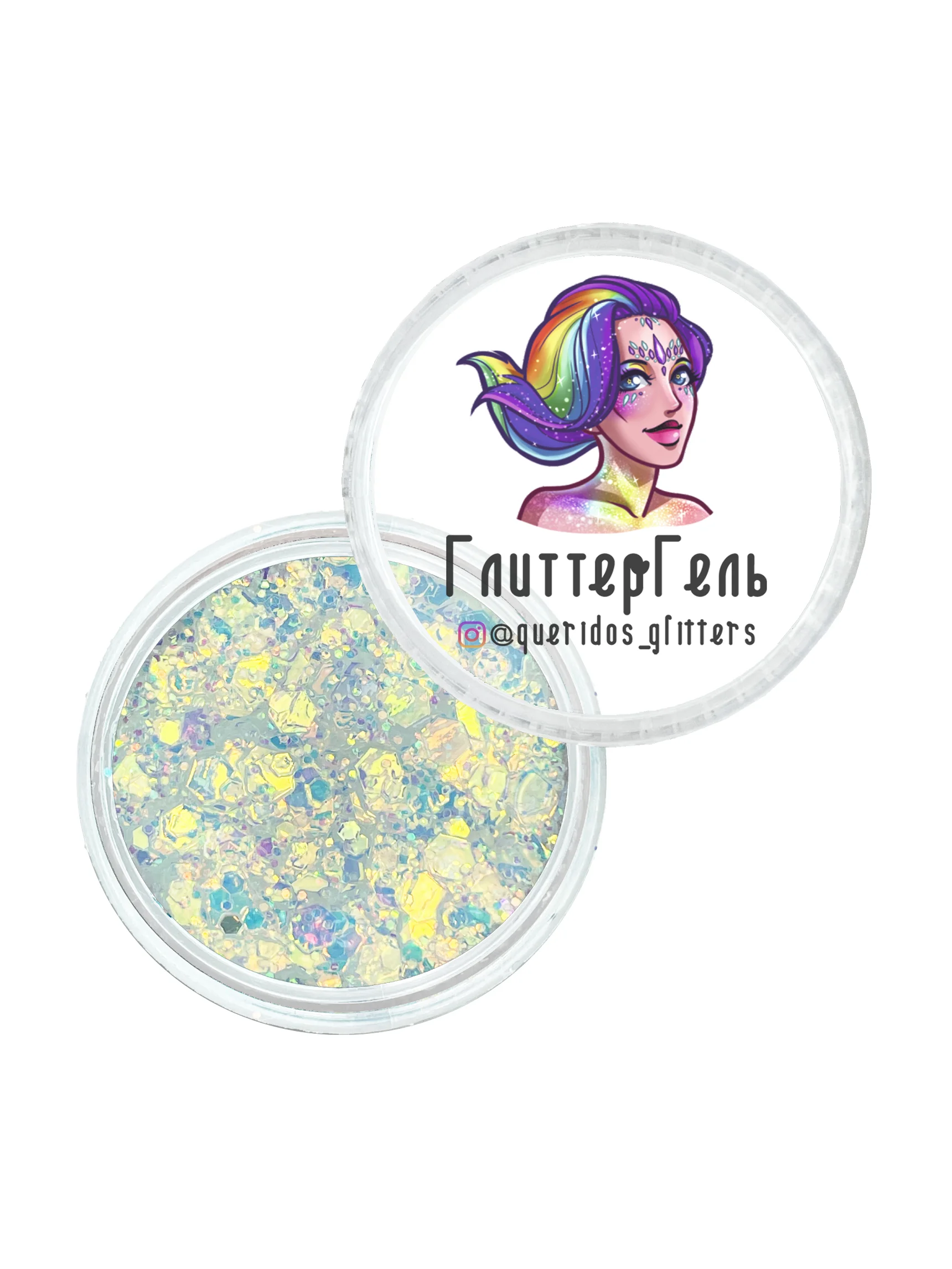 Queridos Glitters. Глиттергель. Блёстки для лица и тела. Цвет "Стрекоза" 3 мл