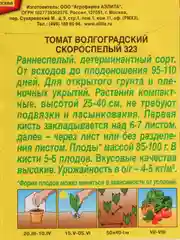 Семена Томат Волгоградский скороспелый 323