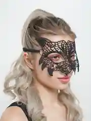 Черный бдсм маска для лица "Лиса" и "Кошка", кружевная