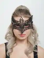 Угольный бдсм маска для лица "Лиса" и "Кошка", кружевная