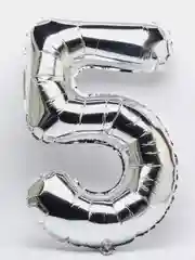 Серебряный воздушный шар "Цифра 5" серебряный, 100 см