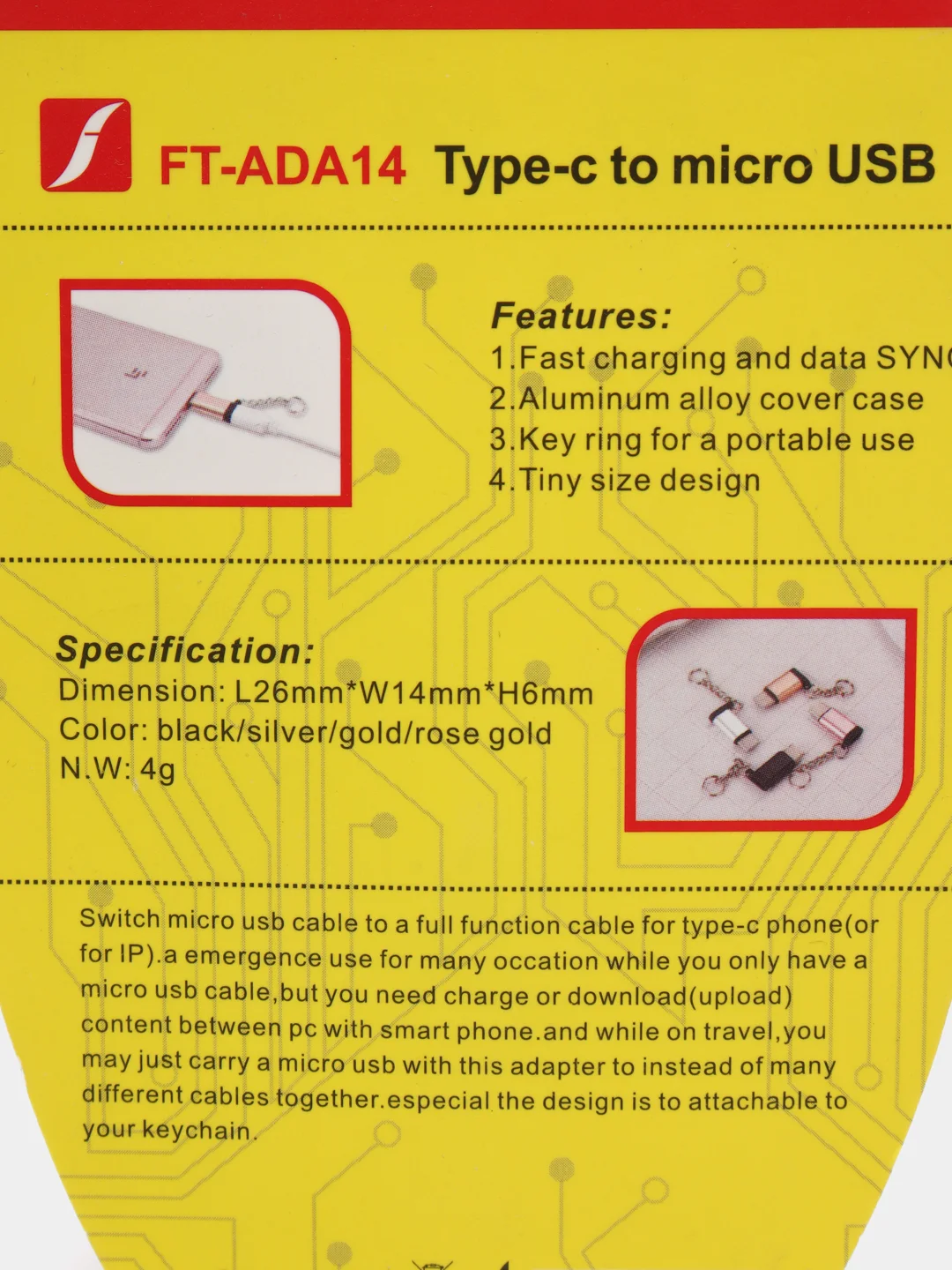 Черный переходник с micro-USB на Type-c