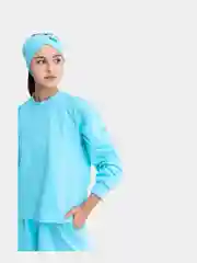 Светло-синий костюм женский, свитшот и шорты, хлопок