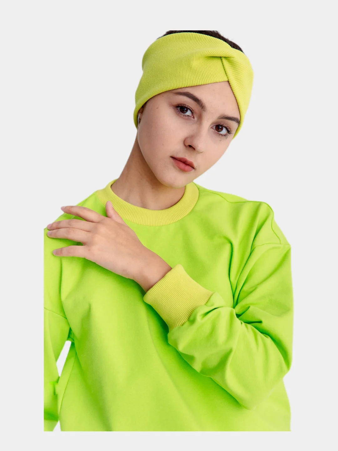 Лесной зеленый костюм женский, свитшот и шорты, хлопок