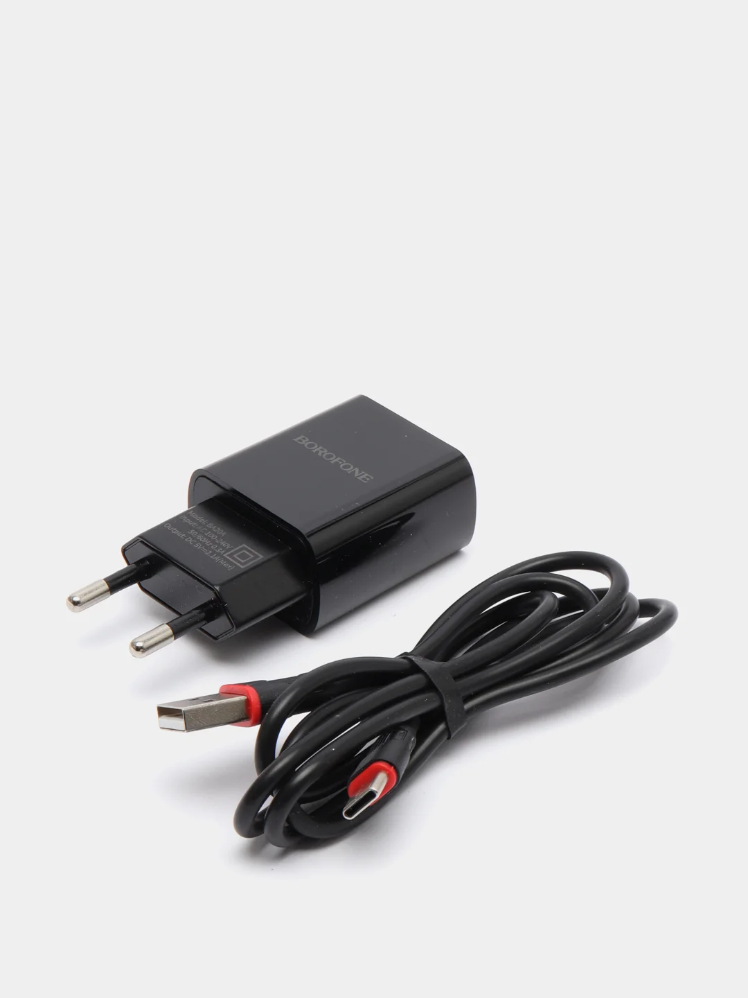 Черный сетевое зарядное устройство Borofone BA20A 1xUSB до 2.1А с кабелем Type-C (Для Android)