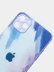 Бирюзовый чехол силиконовый стеклянный (закаленный) на Apple iPhone 12,11,7,8,SE,Pro,Max глянец