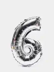 Серебряный воздушный шар "Цифра 6" серебряный, 40 см