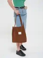 Зеленый сумка женская через плечо, шоппер вельветовый для тетрадей А4