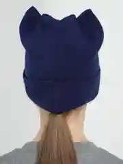 Синий шапка  для девочек с ушками на весну MEOW