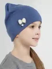 Индиго шапка  для девочек с ушками на весну MEOW