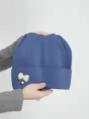 Индиго шапка  для девочек с ушками на весну MEOW