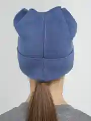 Индиго шапка  для девочек с ушками на весну MEOW