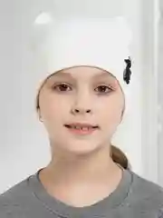 Белый шапка  для девочек с ушками на весну MEOW