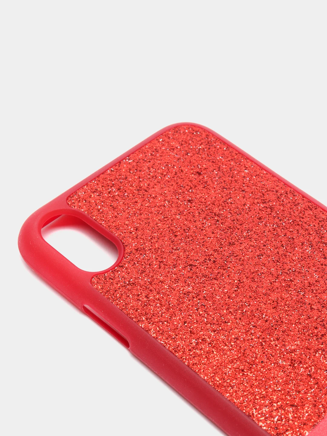Красный чехол для iPhone XR силиконовый, с блестящими вставками