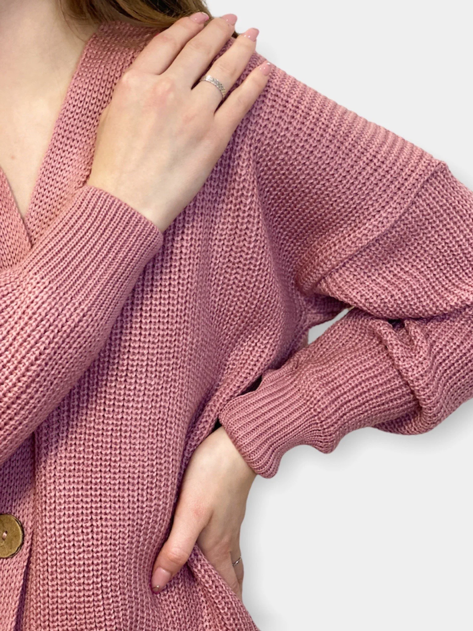 Бежевый кардиган женский, вязаный, короткий, oversize