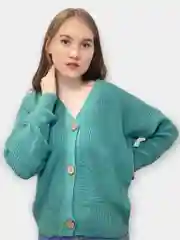 Зеленый кардиган женский, вязаный, короткий, oversize