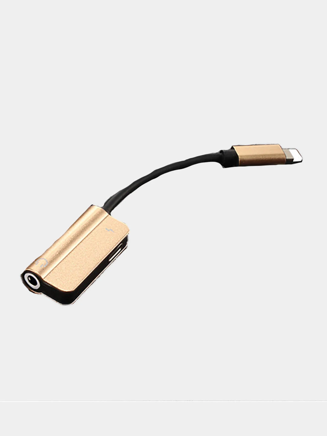 Золотой переходник адаптер 2в1 для наушников AUX аукс 3.5 мм и Lightning iPhone на айфон