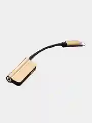 Золотой переходник адаптер 2в1 для наушников AUX аукс 3.5 мм и Lightning iPhone на айфон