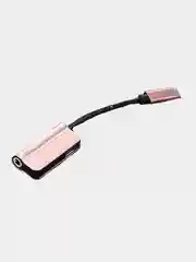 Розовый переходник адаптер 2в1 для наушников AUX аукс 3.5 мм и Lightning iPhone на айфон