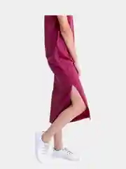 Вишнёвый платье-футболка миди с капюшоном, хлопок