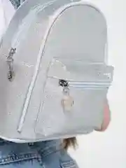 Серебряный рюкзак детский для девочки с ушками