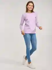 Сиреневый лонгслив женский, однотонный, базовый