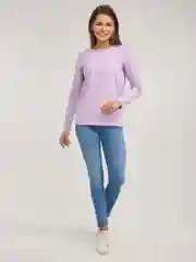 Сиреневый лонгслив женский, однотонный, базовый