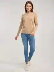 Бежевый лонгслив женский, однотонный, базовый